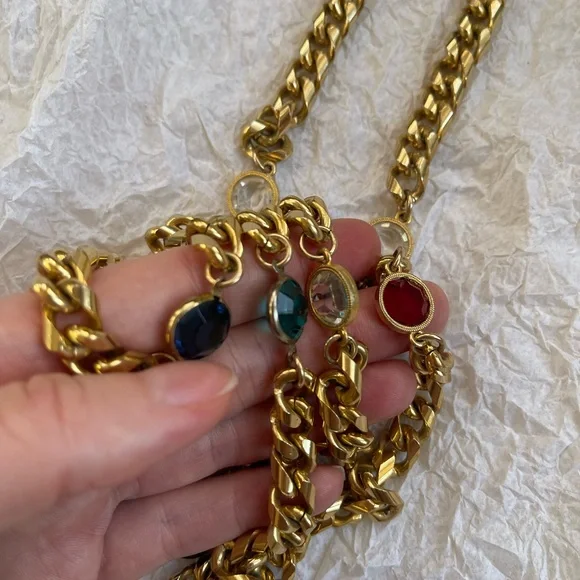 Vintage Chain Bezel Necklace YSL Style.